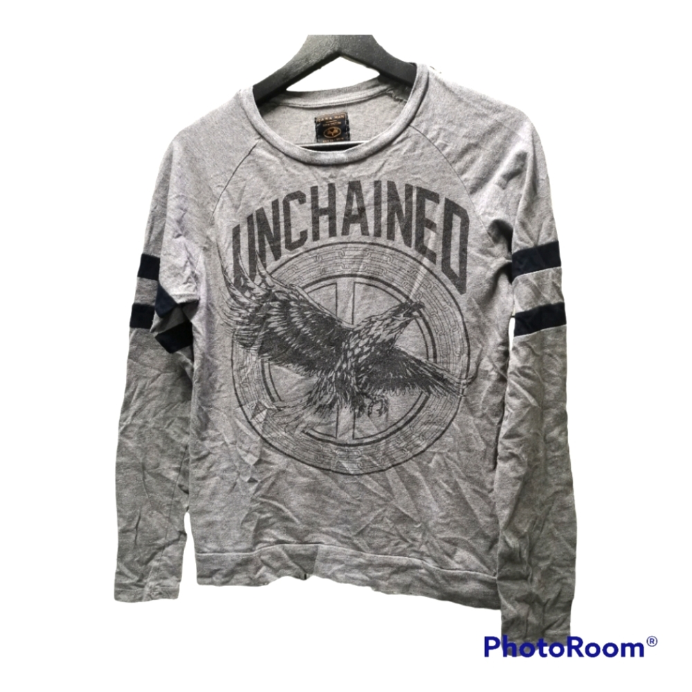 Zara Man Long Sleeve Graphic Tee Unchained Athletic Arm Stripes